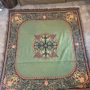 Ornate Green and Orange Reversible Tapestry in Grapes